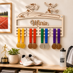 Porte-médailles personnalisé en bois – 41,5 × 27,5 cm