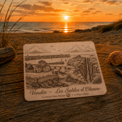 Carte postale en bois – Prieuré Saint-Nicolas / Puits d’Enfer – Les Sables-d’Olonne –  Vendée