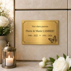 Plaque funéraire personnalisée adhésive en ABS / PMMA – 15 × 10 cm