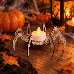 Araignée décorative Halloween en bois – Ø 13 cm