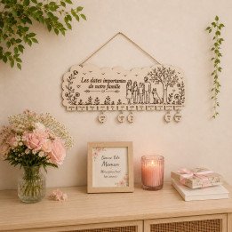 Plaque de famille personnalisée en bois – Les dates importantes de notre famille